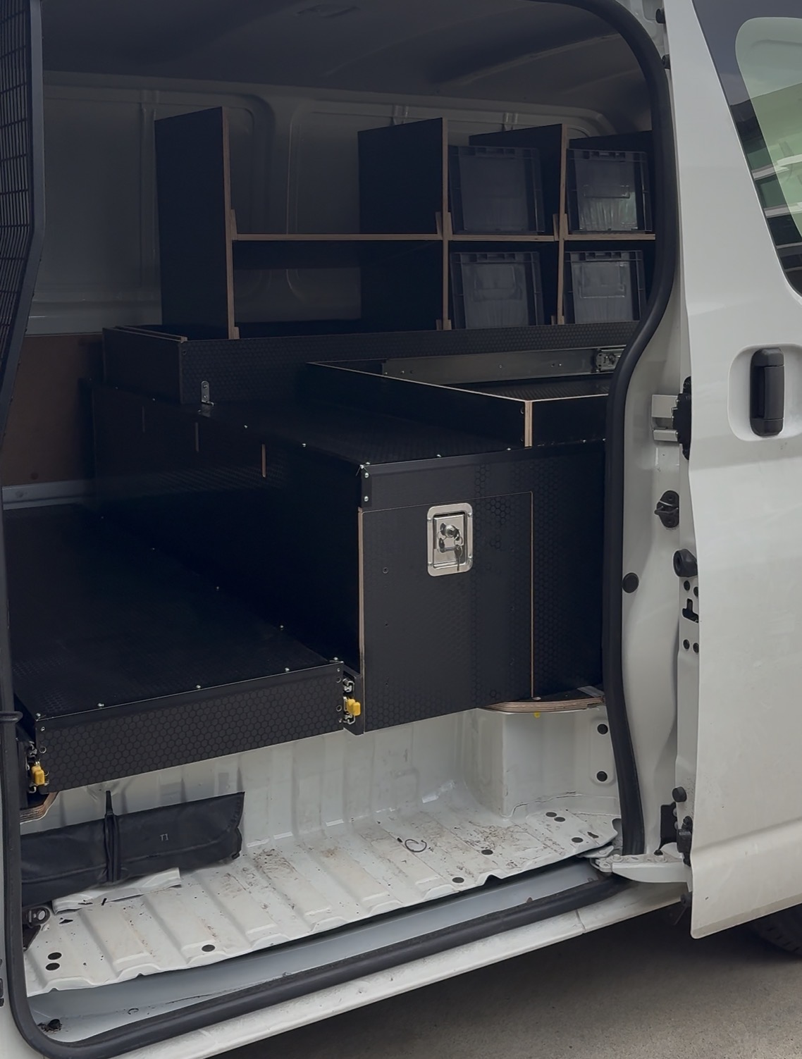 Purpose-built tradie van storage system